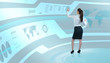 Brunette operating search interface on the wall Brunette operating search interface on the wall