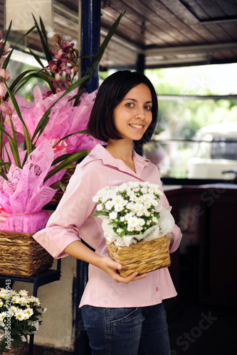 Photo: small business owner: woman and her flower shop small business owner: woman and her flower shop