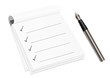 Detailed check list and pen