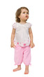 Baby girl 1 year 6 months surprise looking outside around Baby girl 1 year 6 months surprise looking outside around