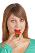 Photo: young lady eating a strawberry young lady eating a strawberry
