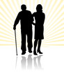 social help to elder man silhouette social help to elder man silhouette