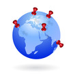 push pins on earth travel concept vector