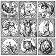 set of antique animals engravings (vector) set of antique animals engravings (vector)