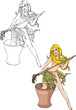 Charming lady has ed on its mortar.