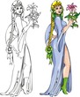 She amazes looked at beautiful flower.