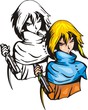 Assassin with knife.Anime fighters.