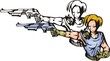 Fighter with shotgun. Anime fighters.