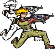 Fighter with rifle.Anime fighters.