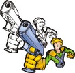 Fighter in green with pistol. Anime fighters.