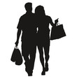 Silhouette couple shopping
