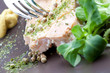 Salmon dish with salad