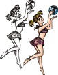 The girl dances with ball beautifully.