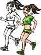 Girls run on morning.