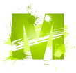 Green abstract paint splashes font. Letter M Green abstract paint splashes font. Letter M