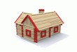 Rotating 3D house model made from matches