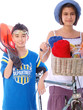 children on the way to the beach with the bike