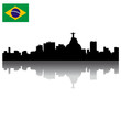 vector Rio de Janeiro silhouette skyline with Brazil flag vector Rio de Janeiro silhouette skyline with Brazil flag