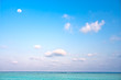 Beautiful turquoise beach with romantic cloud and moon