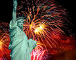 The Statue of Liberty and fireworks