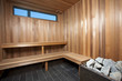 Interior of a wooden sauna Interior of a wooden sauna
