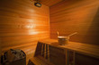 Interior of a wooden sauna Interior of a wooden sauna