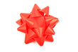 Red gift bow isolated on white background.