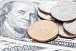 coins on dollar background