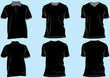 Vektor: Shirt and tshirt set template with collar,v-neck and round neck. Shirt and tshirt set template with collar,v-neck and round neck.
