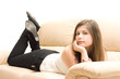 Girl lying on the couch