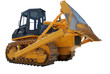 bulldozer over white