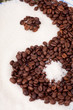coffee beans and sugar in yin yang symbol