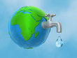 Wasserhahn kommt aus der Welt