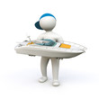 3D Man with Boat
