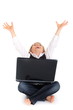 Images : Celebrating boy with laptop