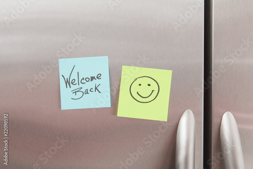 Photo: Sticky Notes on a Refrigerator Sticky Notes on a Refrigerator