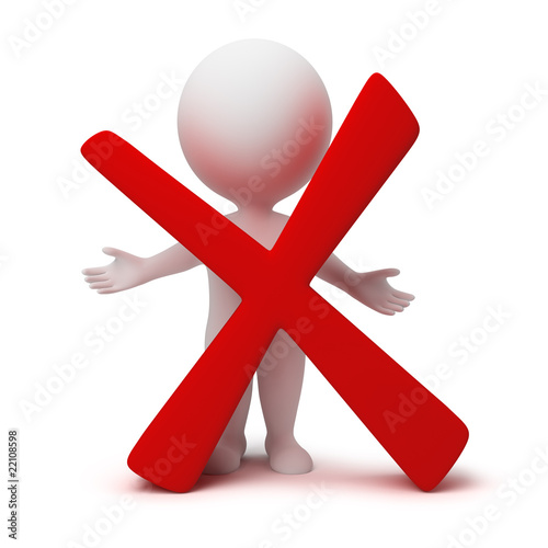 Illustration: 3d small people - negative symbol 3d small people - negative symbol