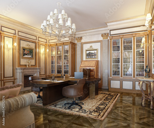 Illustration: posh office in a classic style posh office in a classic style