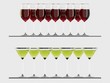 Illustration: Wine and martini glasses on the shelf Wine and martini glasses on the shelf