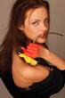 Woman with yellow flower. Woman with yellow flower.