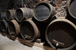 Old wine wood in winery underground