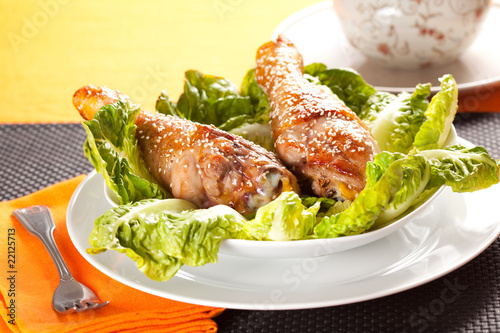 Photo: caramelized chicken thighs with sesame caramelized chicken thighs with sesame