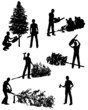 Lumberjack vector set with different tools Lumberjack vector set with different tools