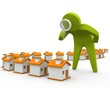 3D person inspecting houses