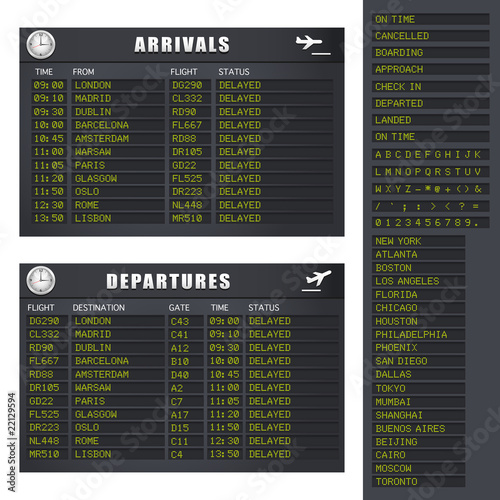 Vecteur : Flight Information - Set 1 - Black and Yellow Flight Information - Set 1 - Black and Yellow