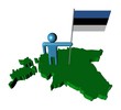 abstract person with Estonia flag on map illustration