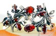 Silver earrings with a red garnet