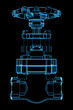 3D rendered x-ray blue transparent valve