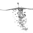 water splash with bubbles isolated on white