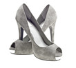 Foto: Grey high heels female boots isolated on white Grey high heels female boots isolated on white
